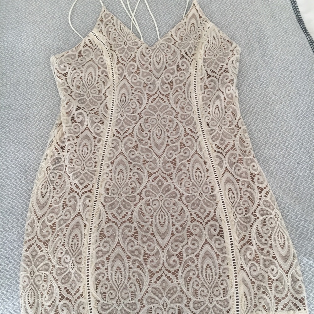 White Fitted Lace Dress